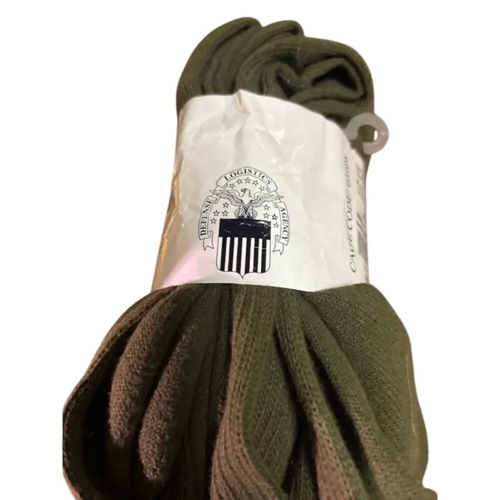 Genuine DLA Troop Support Military Boot Socks 3 Pair Medium OD Green USA Silver